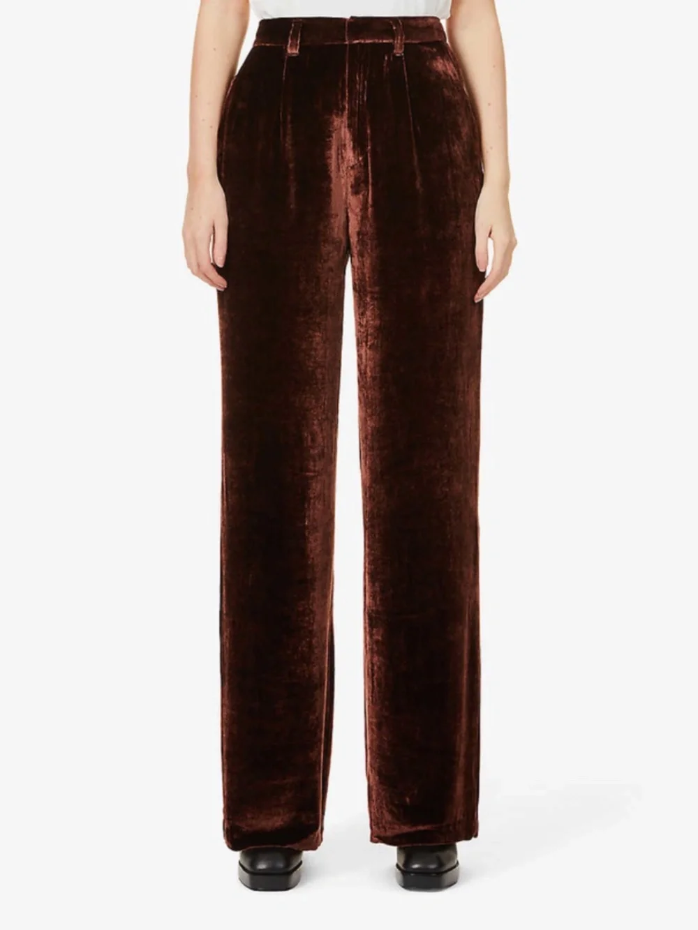 NEW Reformation Wes Velvet Pant Chestnut 2